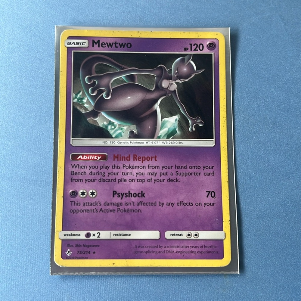 Mewtwo Pokémon card from 2019